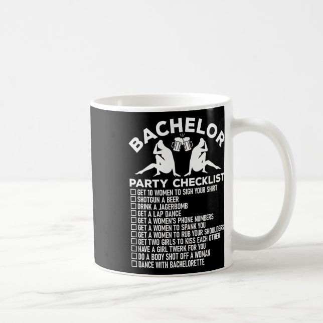 Bachelor Party Checklist Funny Trauzeugen Groom Sq Kaffeetasse (Rechts)