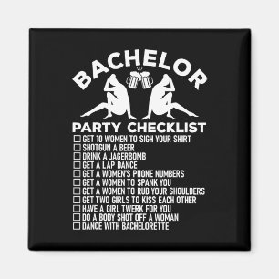 Bachelor Party Checklist Funny Trauzeugen Groom Sq Magnet