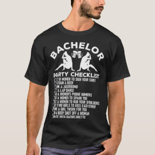 Bachelor Party Checklist Funny Trauzeugen Groom Sq T-Shirt