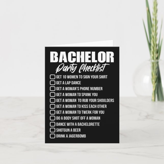 Bachelor Party Checklist Groom Trauzeugen Teil Karte (Vorderseite)