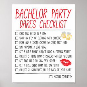 Bachelor Party Checklist Sonnige Hochzeit Raum Poster