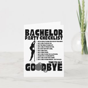 Bachelor Party Checklist Stag Groom Gag Men's Karte