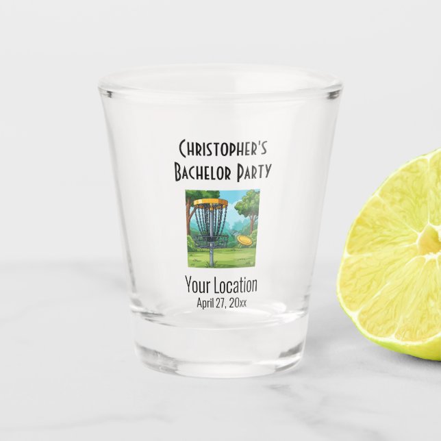 Bachelor Party Disk Golf Gastgeschenk Hochzeit Schnapsglas (Vorderseite)