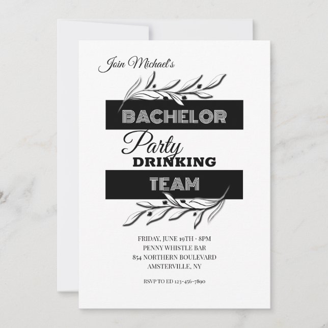 Bachelor Party Drink Team Einladung (Vorderseite)
