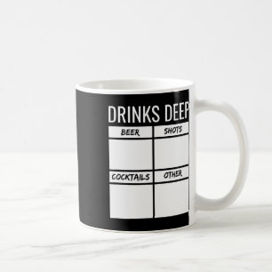 Bachelor Party Drinks Tiefe Drinks Tally Chart sei Kaffeetasse