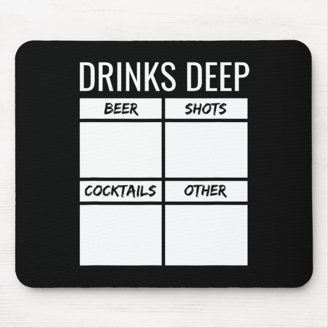 Bachelor Party Drinks Tiefe Drinks Tally Chart sei Mousepad (Vorne)