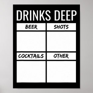 Bachelor Party Drinks Tiefe Drinks Tally Chart sei Poster