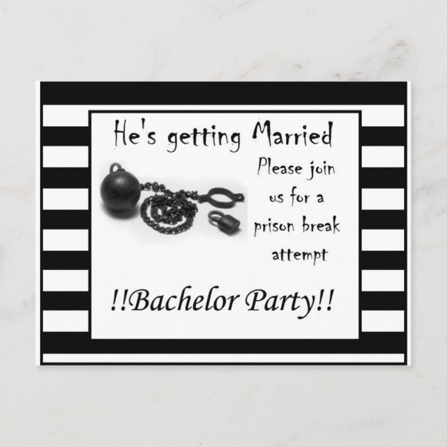 Bachelor Party einladen - Gefängnispause Einladungspostkarte (Vorderseite)