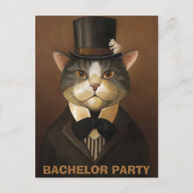 Bachelor-Party-Einladung, Bräutigam-Dusche Einladungspostkarte (Vorderseite)