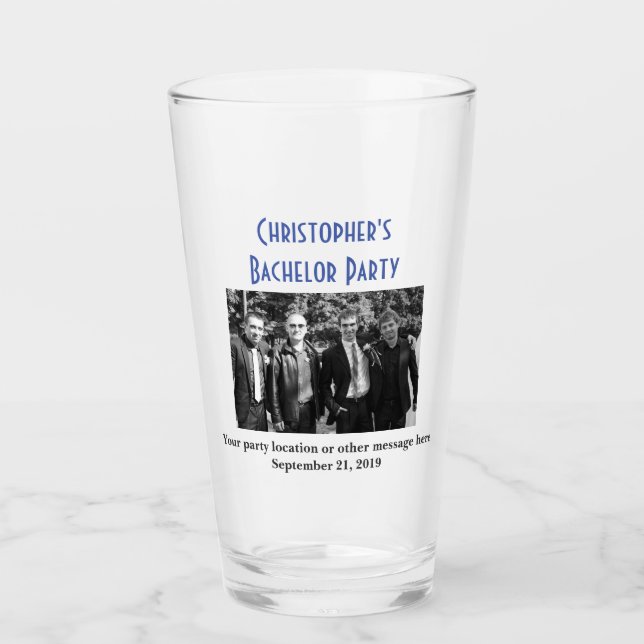 Bachelor Party Foto Gastgeschenk Hochzeit Pint Bee Glas (Vorderseite)