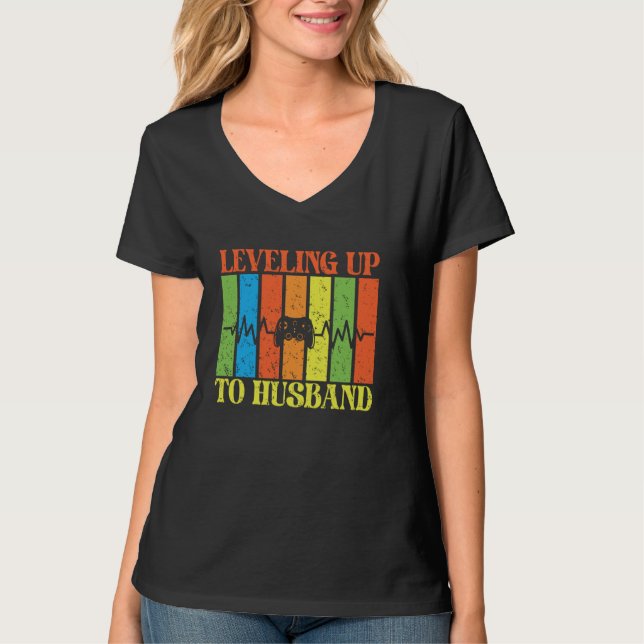 Bachelor Party Gamer Mens Leveling up to Husband m T-Shirt (Vorderseite)