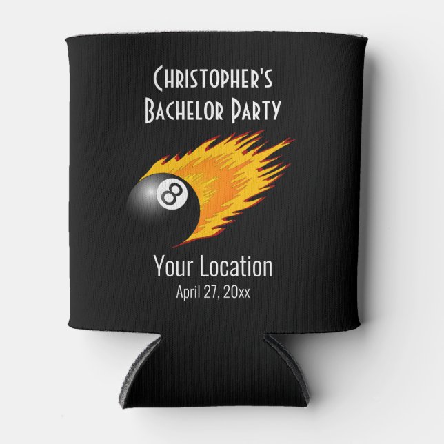 Bachelor Party Gastgeschenk Hochzeit 8 Ball Pool B Dosenkühler (Vorderseite)