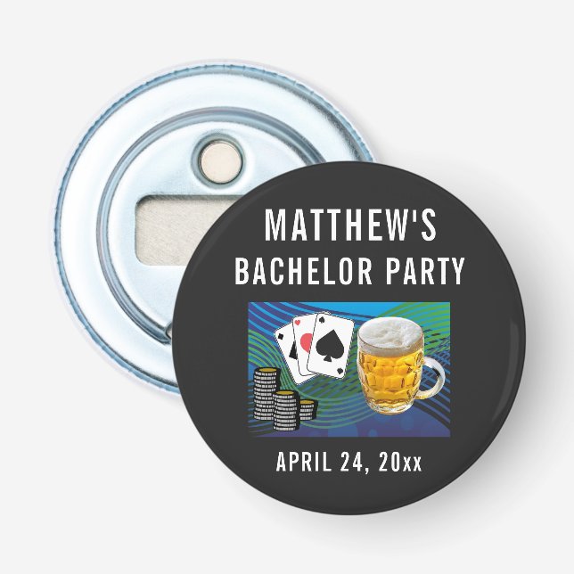 Bachelor Party Gastgeschenk Hochzeit Bier Poker Flaschenöffner (Vorderseite)