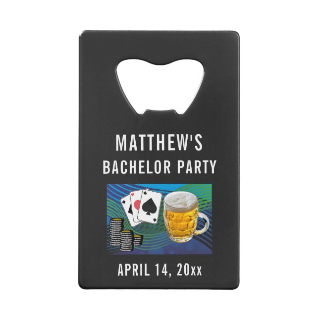 Bachelor Party Gastgeschenk Hochzeit Bier Poker Geldbeutel Flaschenöffner (Vorderseite)