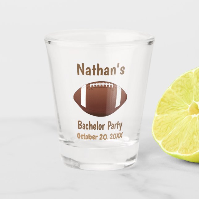 Bachelor Party Gastgeschenk Hochzeit Football Schnapsglas (Vorderseite)
