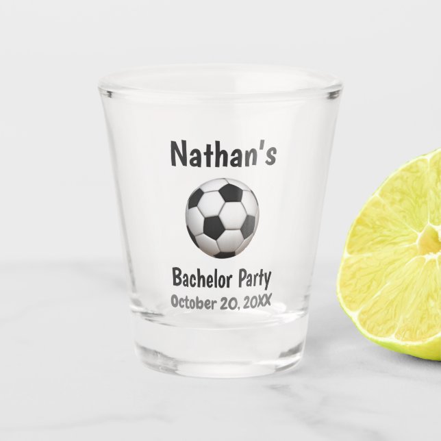 Bachelor Party Gastgeschenk Hochzeit Fußball Schnapsglas (Vorderseite)