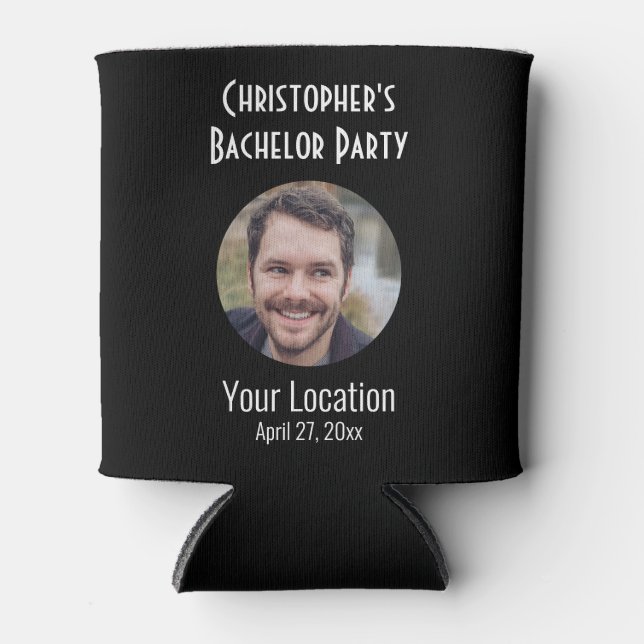 Bachelor Party Gastgeschenk Hochzeit Groom Foto Dosenkühler (Vorderseite)
