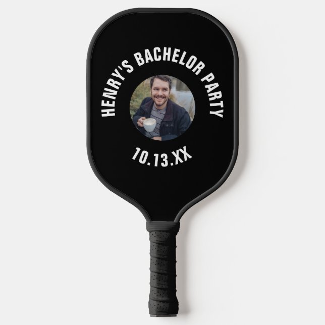 Bachelor Party Gastgeschenk Hochzeit Groom Foto Pickleball Schläger (Vorderseite)