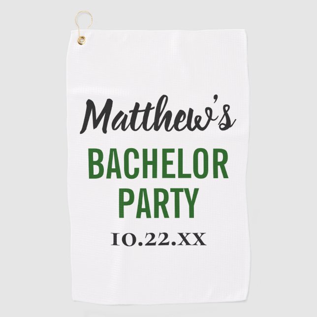 Bachelor Party Gastgeschenk Hochzeit Moderne Typog Golfhandtuch (Vorderseite)