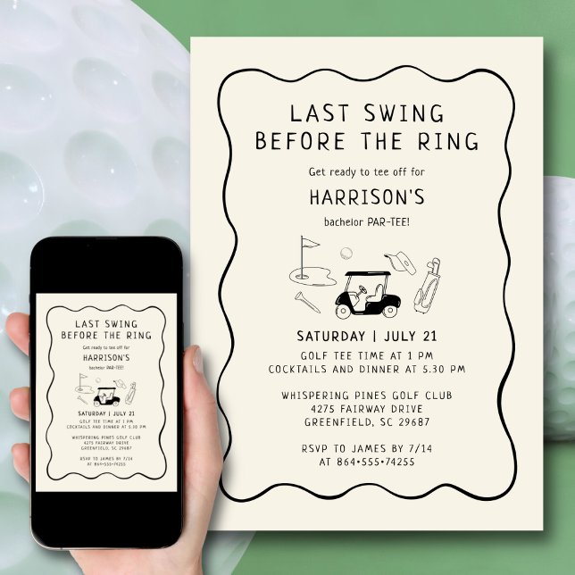 Bachelor Party Golf Letztes Swing vor dem Ring Einladung (Von Creator hochgeladen)