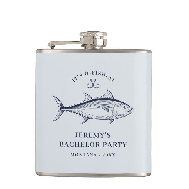 Bachelor Party Groom Fishing Party Flachmann (Vorderseite)