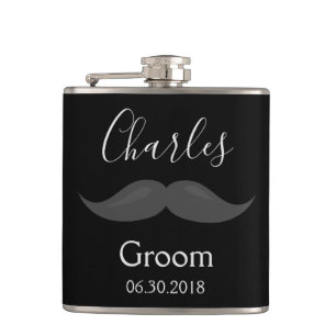 Bachelor Party Groom Flask Mustache Flachmann