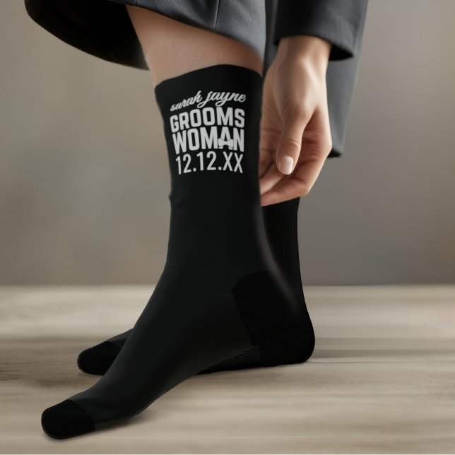 Bachelor Party Groomswoman Vorschlag Black Socks Socken (Groomswoman Socks will not be the socks she'll be expecting but the socks she'll say yes to)
