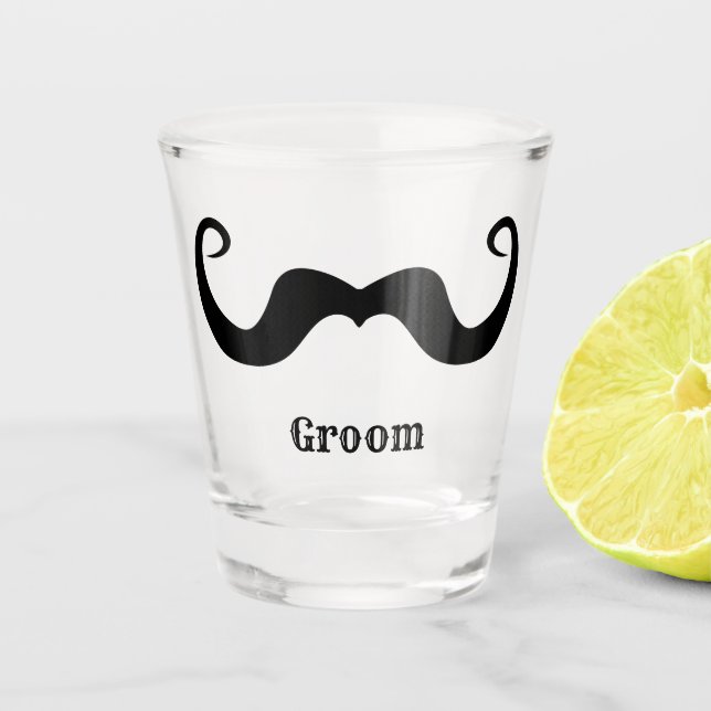Bachelor Party / Hochzeit schwarzen, lockigen Schn Schnapsglas (Vorderseite)