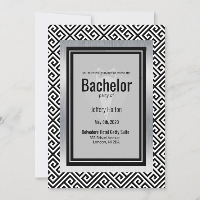 Bachelor-Party in Schwarz/Weiß Save The Date (Vorderseite)