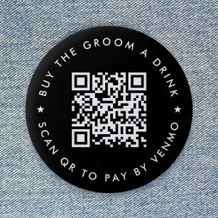 Bachelor Party kaufen Groom A Drink QR Code Black Button
