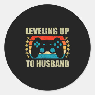 Bachelor-Party-Leveln für husbändisches Gaming Runder Aufkleber