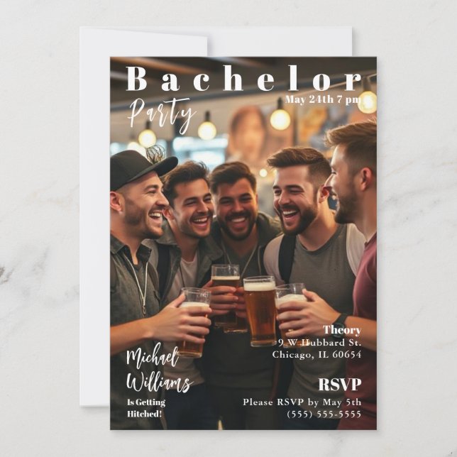 Bachelor Party Magazine Cover Einladung (Vorderseite)