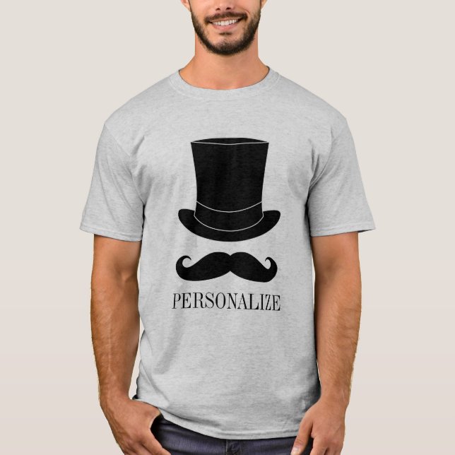 Bachelor-Party mit schwarzem Oberhut und Schnurrba T-Shirt (Vorderseite)