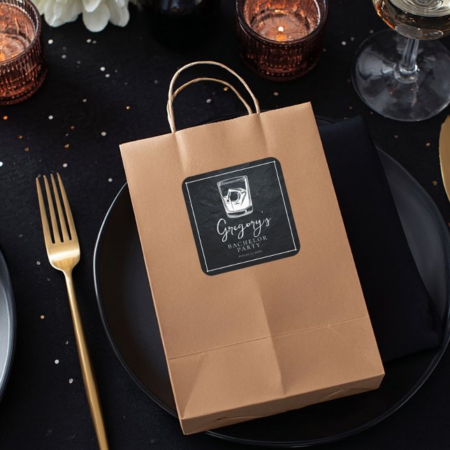 Bachelor Party modern und stilvoll Quadratischer Aufkleber (Von Creator hochgeladen)