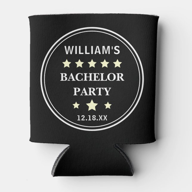 Bachelor Party Moderne Typografie Gastgeschenk Hoc Dosenkühler (Vorderseite)
