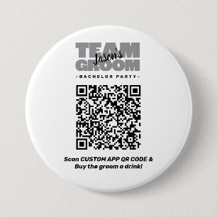 Bachelor Party QR Code Kaufen Drink Team Groom 3" Button