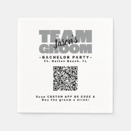 Bachelor Party QR Code Kaufen Getränketeam Groom B Serviette