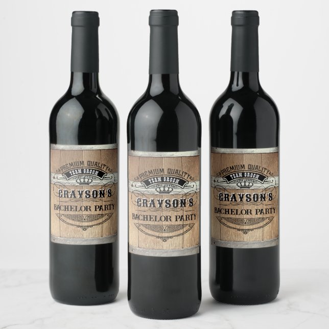 Bachelor Party Rustic Barrel Vin Étiquette (Bouteilles)