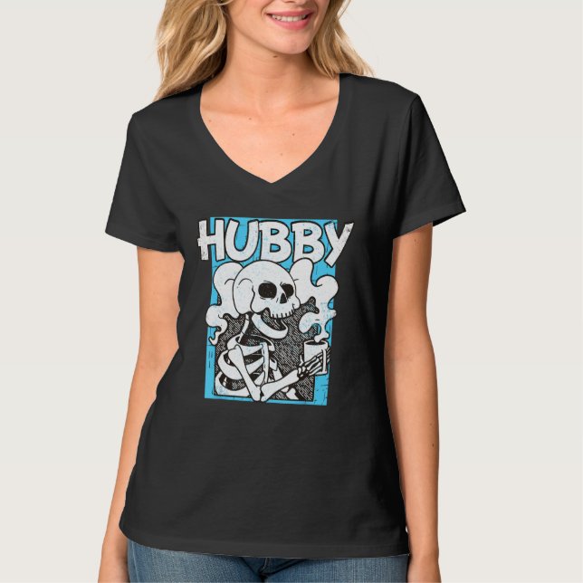 Bachelor Party Skeleton Drinking Coffee New Husban T-Shirt (Vorderseite)