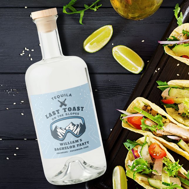 Bachelor Party Ski Weekend Tequila Alkoholflaschenetikett (Von Creator hochgeladen)