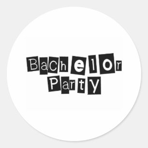 Bachelor Party (Sq Blk) Runder Aufkleber