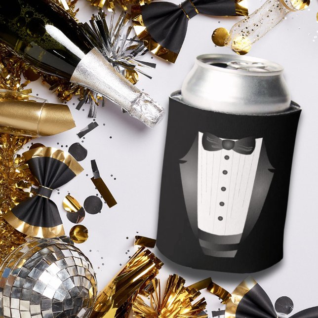 Bachelor Party Trauzeuge Team Groom black tuxedo Dosenkühler (Bachelor Party Groomsman Team Groom black tuxedo Can Cooler)