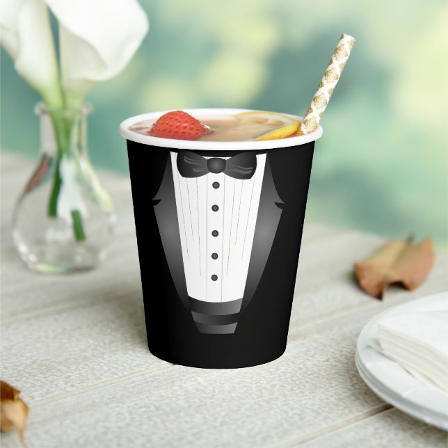 Bachelor Party Trauzeuge Team Groom black tuxedo Pappbecher (In Situ)