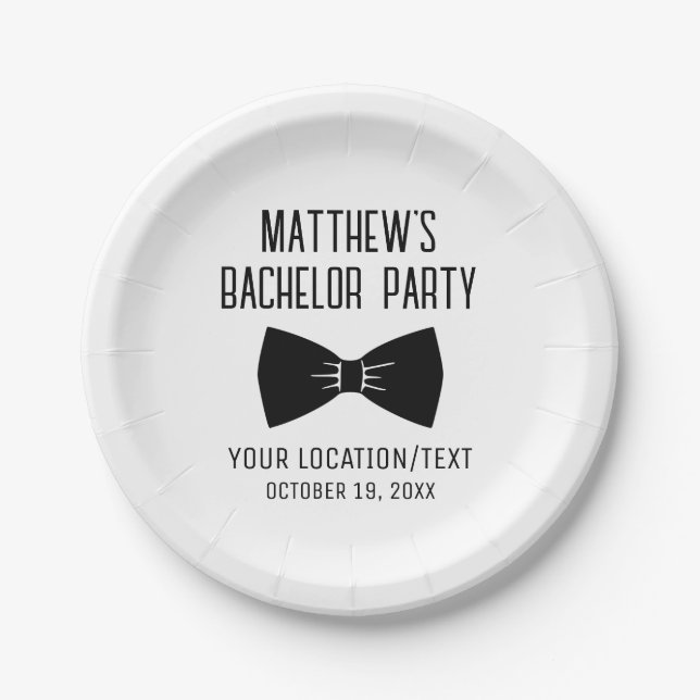 Bachelor Party Tuxedo Bow Krawatte Hochzeit Pappteller (Vorderseite)