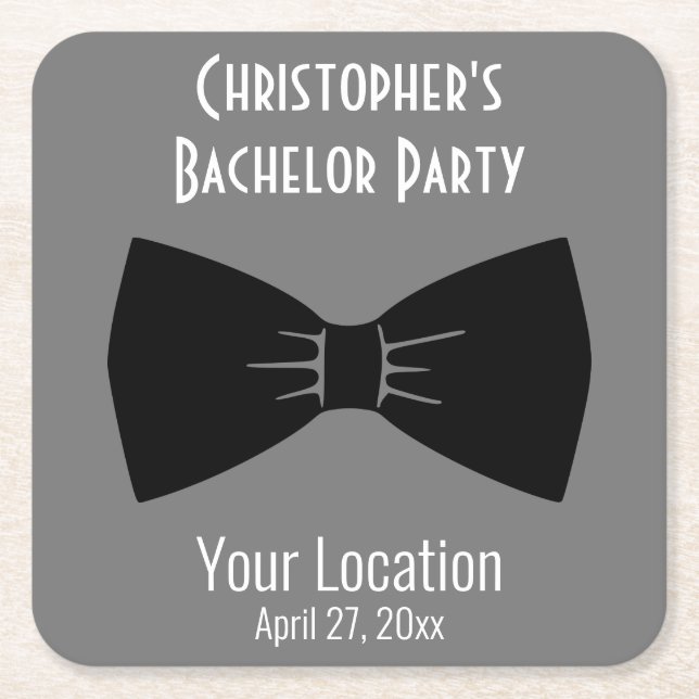 Bachelor Party Tuxedo Bow Krawatte Hochzeit Rechteckiger Pappuntersetzer (Vorderseite)