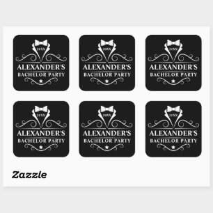 Bachelor Party Tuxedo Krawatte Black Quadratischer Aufkleber