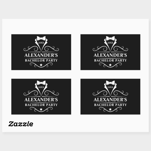 Bachelor Party Tuxedo Krawatte Black Rechteckiger Aufkleber (Blatt)