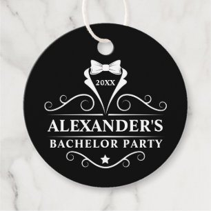 Bachelor Party Tuxedo Krawatte Black Round Geschenkanhänger