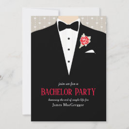 Bachelor Party tuxedo rote Rose Einladung