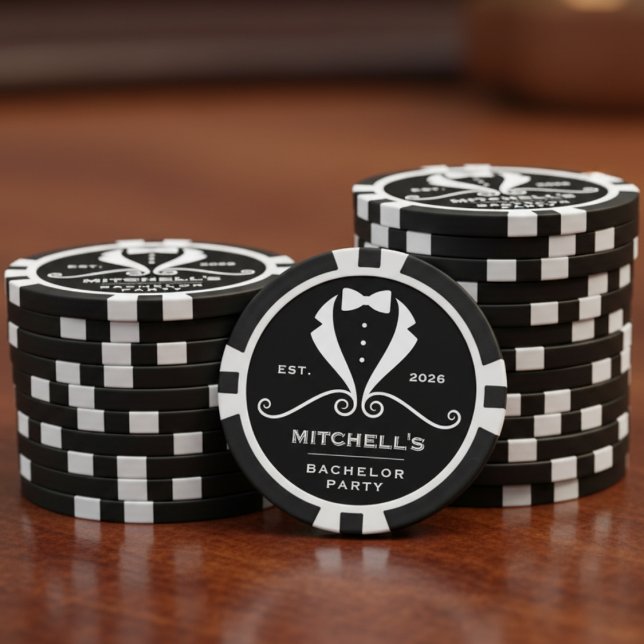 Bachelor Party Tuxedo Suit Bowtie Black Wedding Pokerchips (Von Creator hochgeladen)